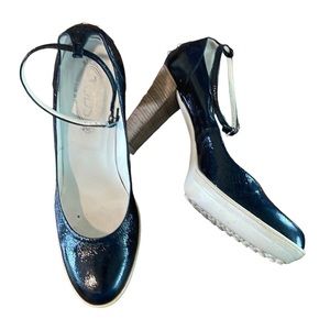 Tod’s Black Patent Leather Pumps‎ Heels with Ankle Buckle - 10.5
